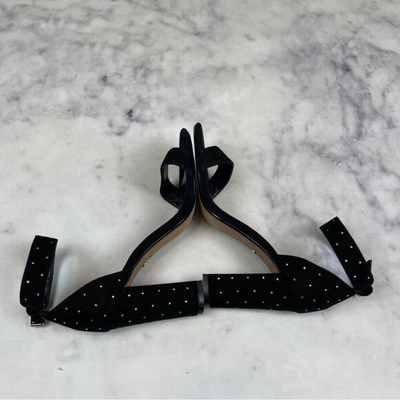 Raye x Anthropologie Genesis Crystal Dot Heel Black Suede Sandals - Picture 9 of 12
